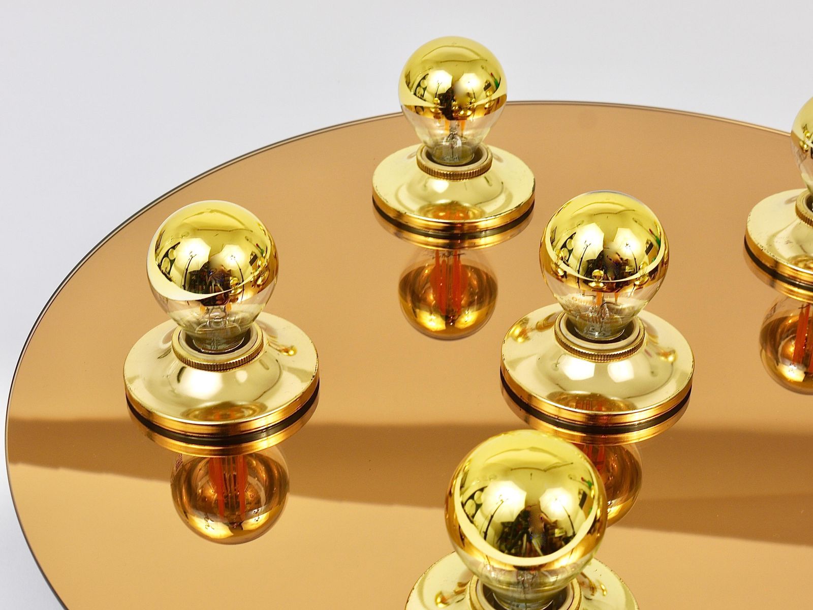 Fontana Arte Style Gold Bronze Mirror Glass Flush Mount Or Sconce, Italy, 1970s photo furniture