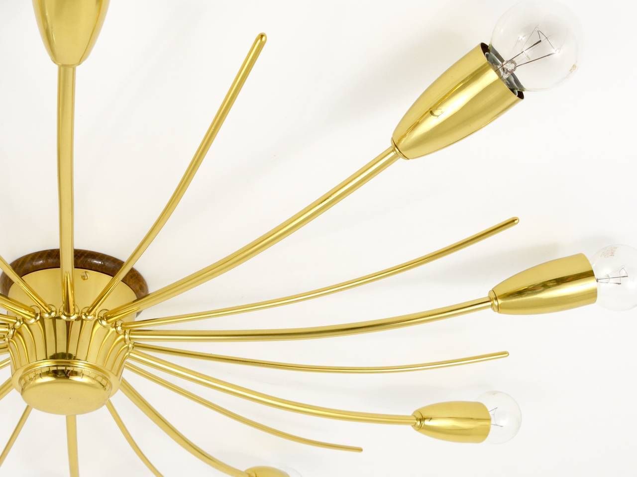 Large J.T. Kalmar Sonne Sun Brass Spider Chandelier Flush Mount, Austria, 1950s photo Lighting
