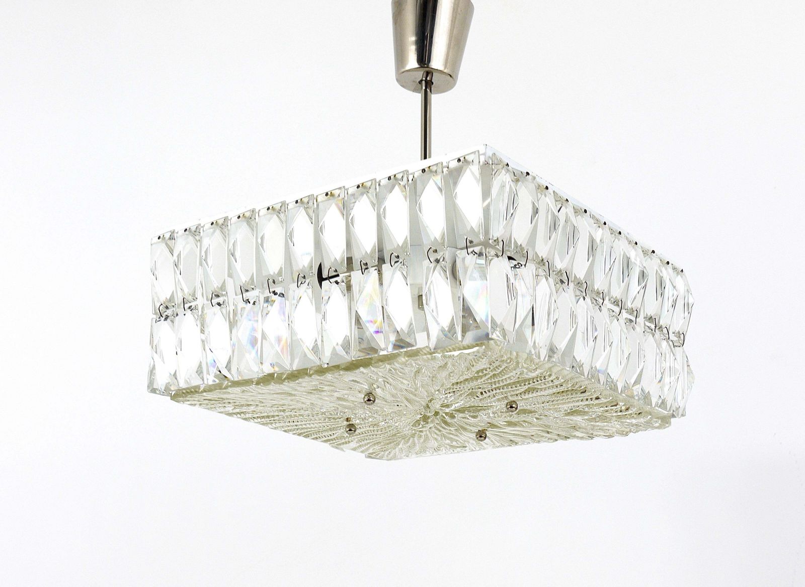 Bakalowits Vienna Midcentury Faceted Crystals Chandelier, Austria, 1960s photo vinterior