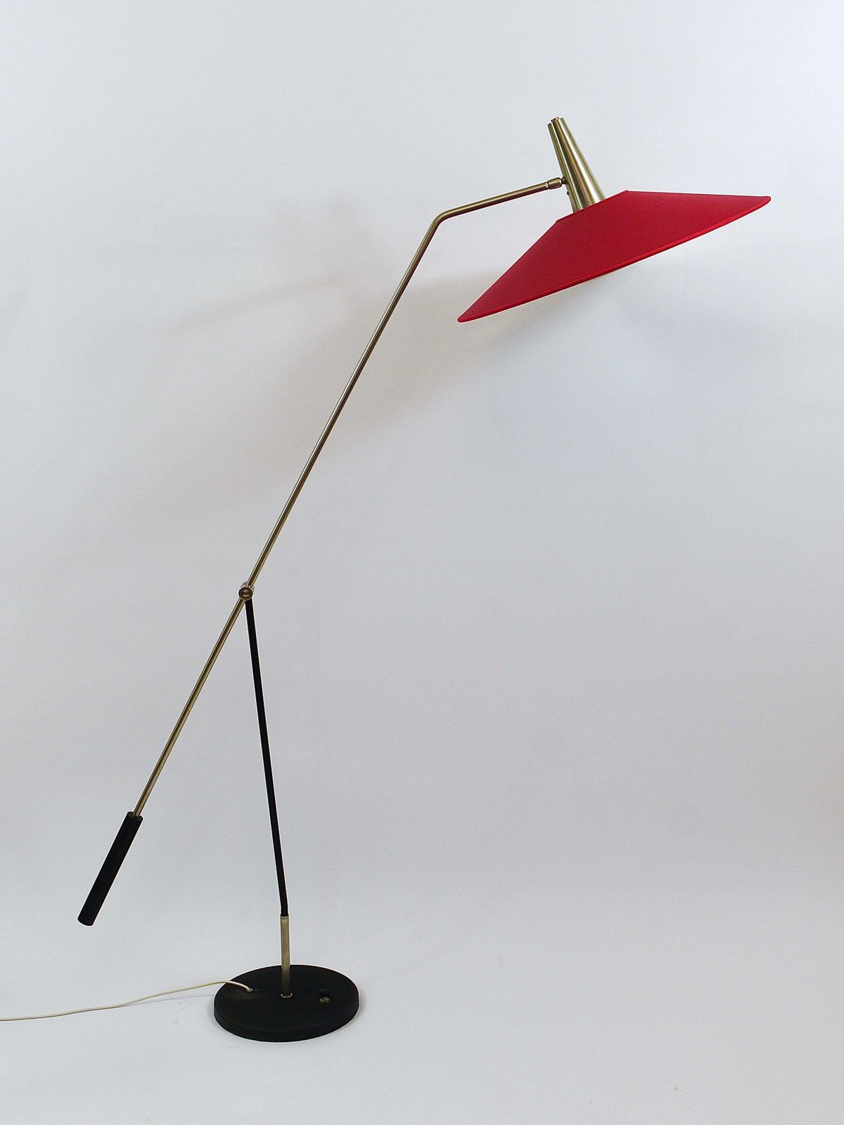 Rupert Nikoll Articulating Counterweight Midcentury Floor Lamp, Nickel, Brass photo furniture