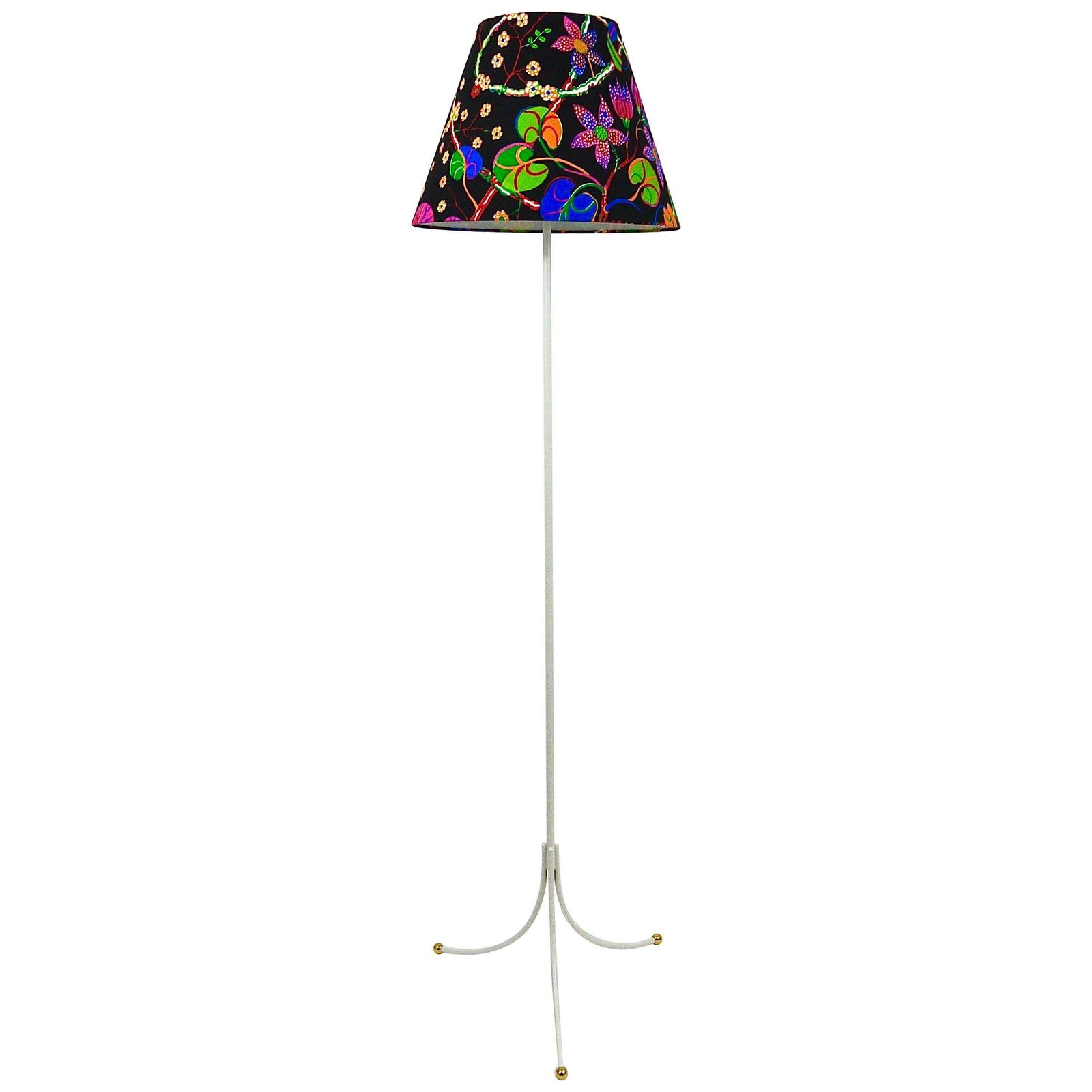 Josef Frank X J.T. Kalmar (Haus & Garten) White Tripod Brass Floor Lamp #2057