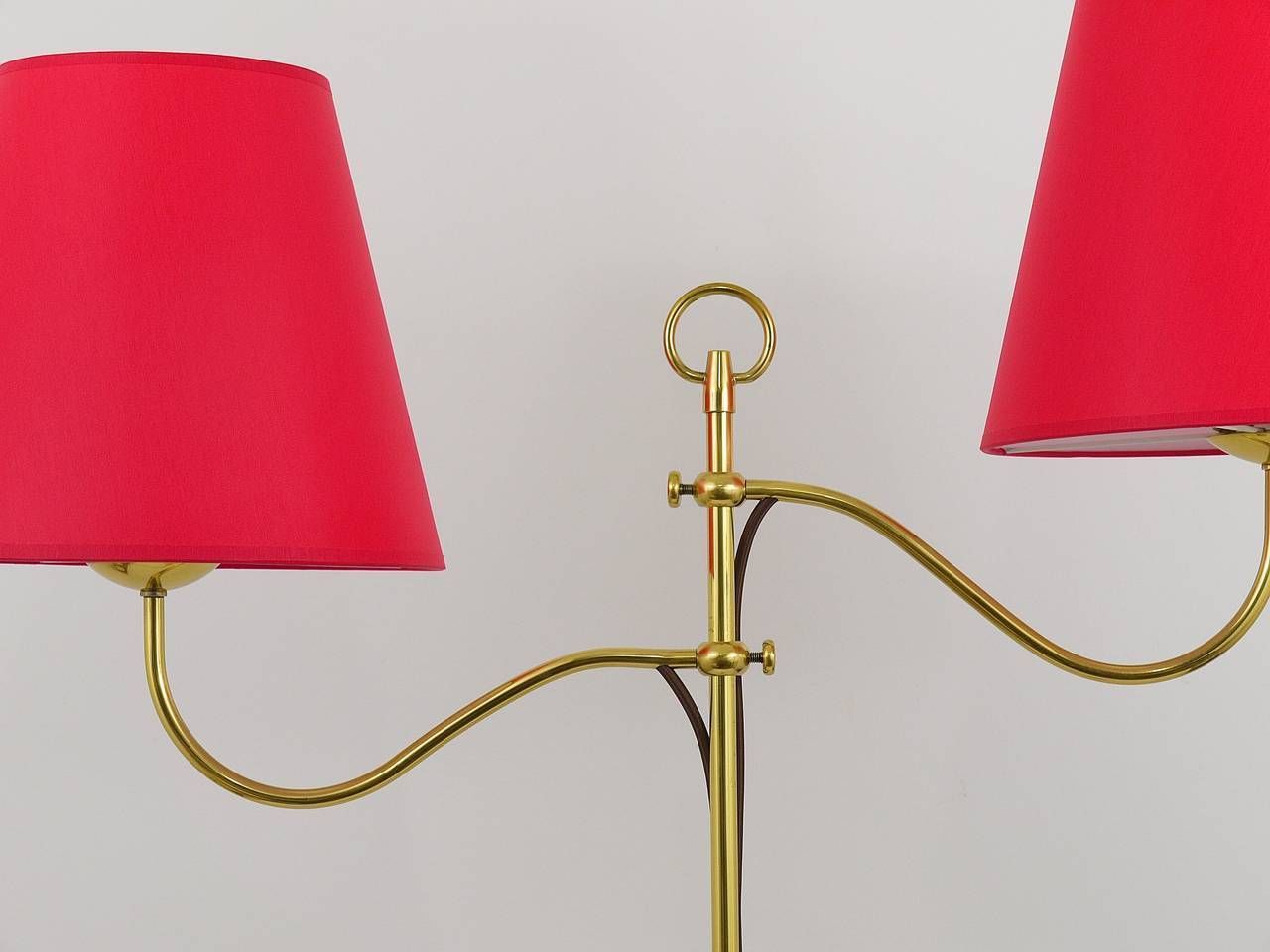 Josef Frank Two Arms Mid Century Adjustable Brass Floor Lamp, Austria, 1950s photo furniture