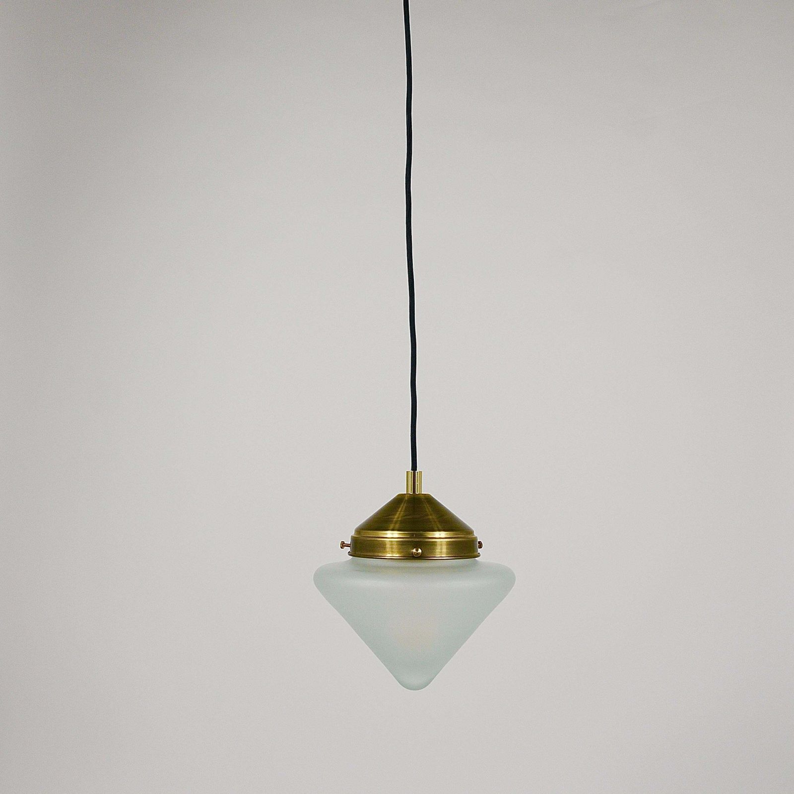 Up To 7 Art Deco Brass Pendant Lights With Conical Glass Shades, Vienna 1930s photo furniture