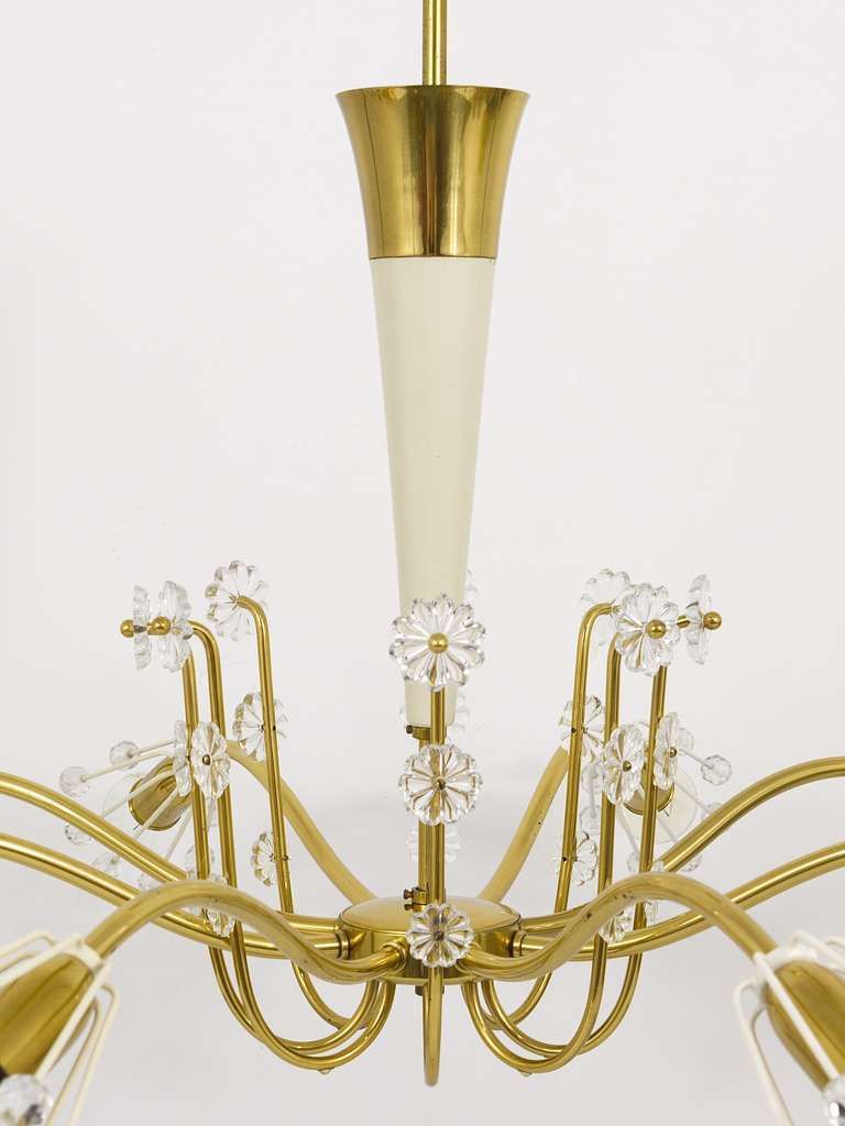 photo for sale Unusual Emil Stejnar Brass Crystal Chandelier, Rupert Nikoll, Austria, 1950s