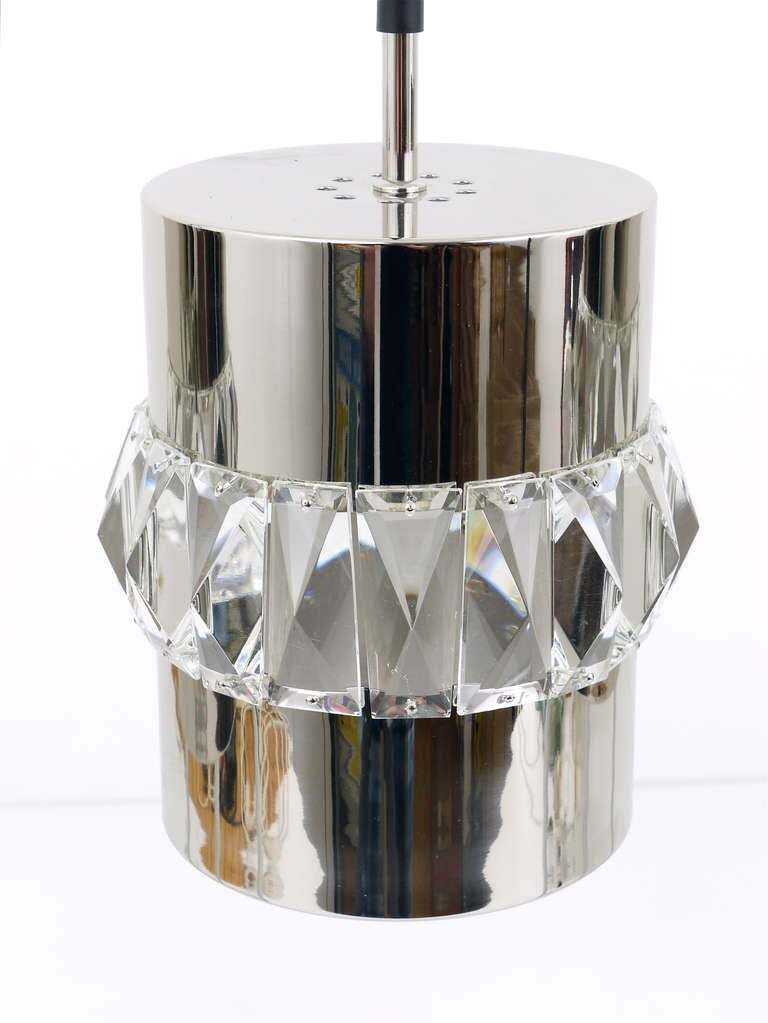 Three Bakalowits Nickel, Brass And Faceted Crystal Pendant Lamps, Austria, 1950s photo vinterior