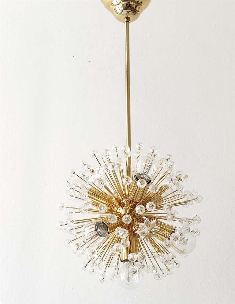 Two Emil Stejnar Gold Plated Blowball Sputnik Chandelier, Austria, 1970s photo 1936.0