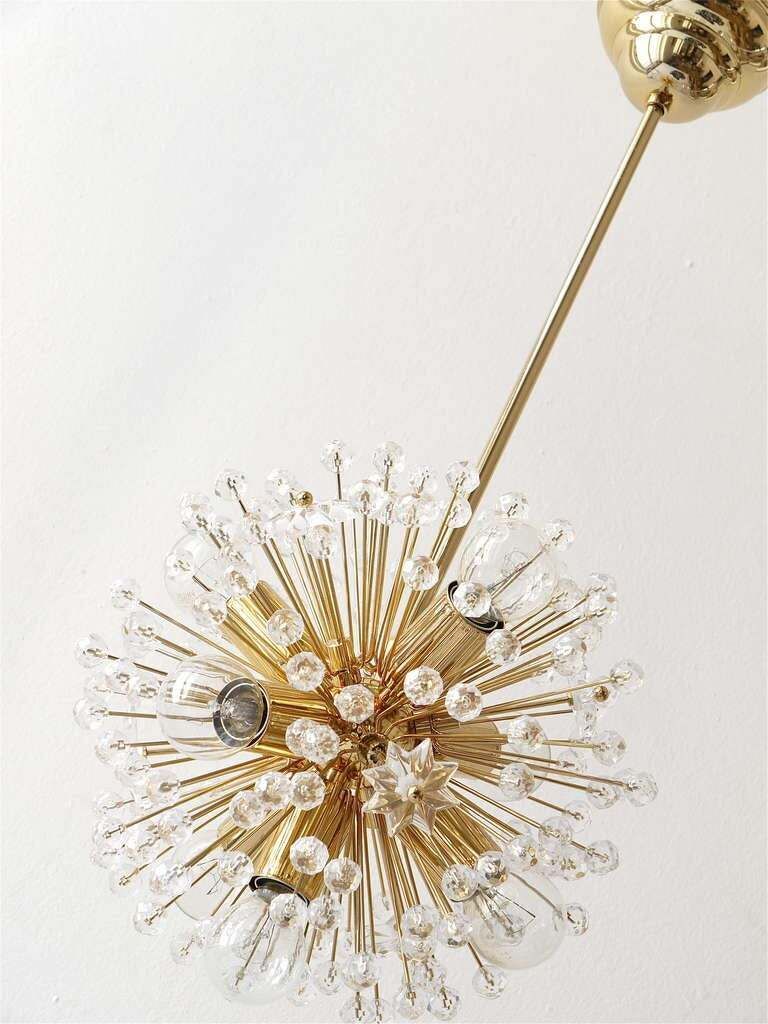 Two Emil Stejnar Gold Plated Blowball Sputnik Chandelier, Austria, 1970s photo buy