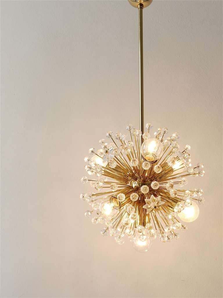photo for sale Two Emil Stejnar Gold Plated Blowball Sputnik Chandelier, Austria, 1970s