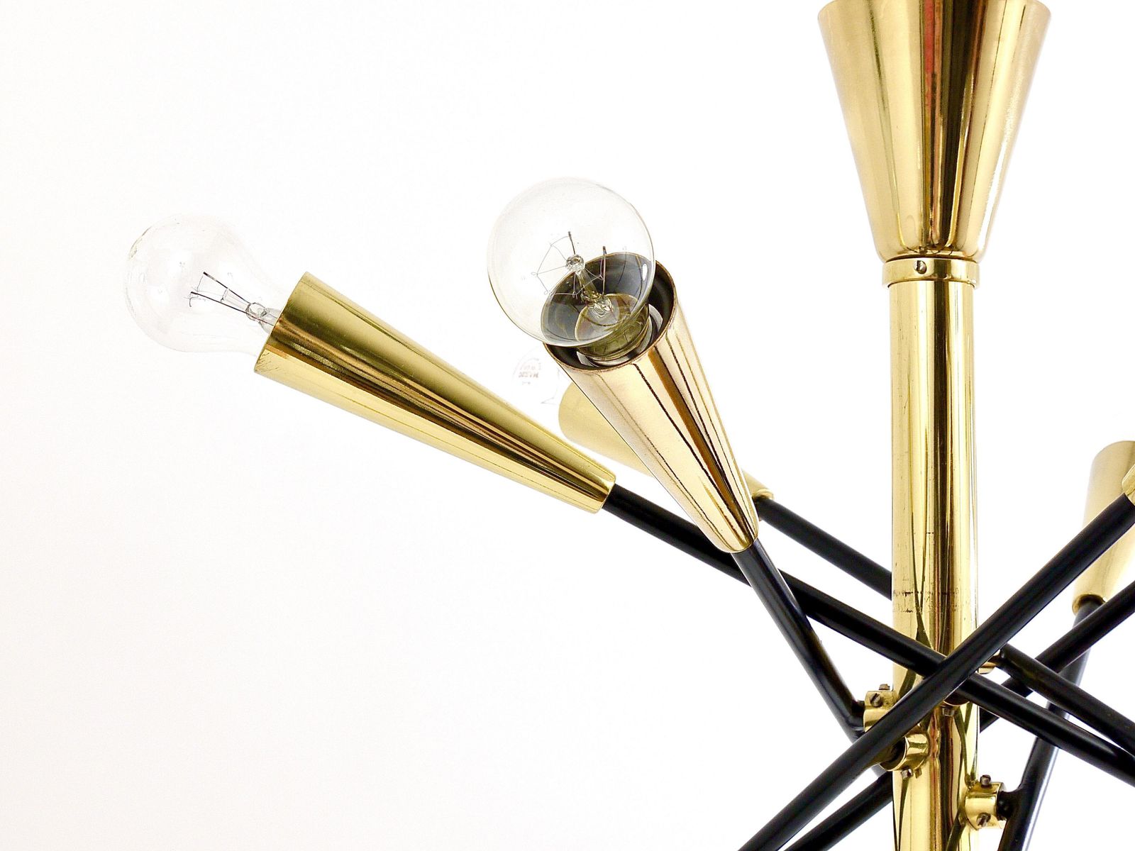 Stilnovo Style Huge Articulating Black And Brass Sputnik Chandelier, Italy, 1950 photo for sale