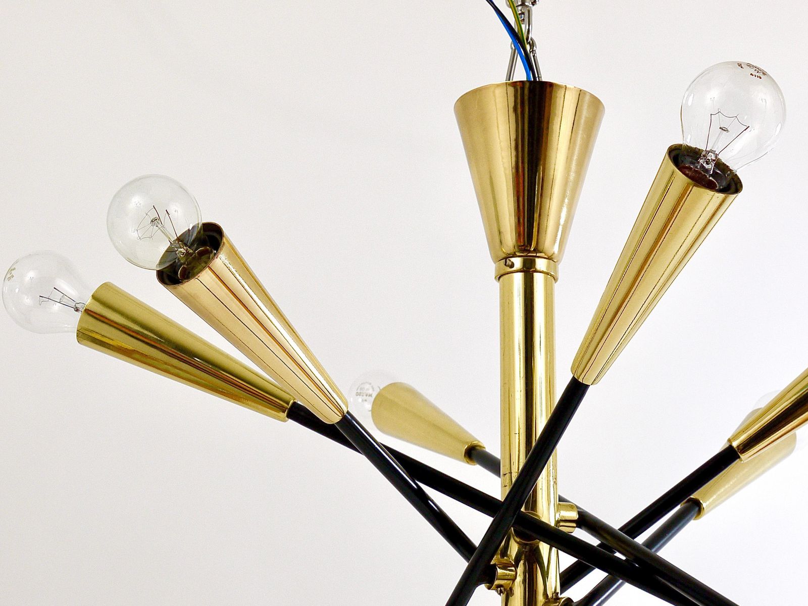 Stilnovo Style Huge Articulating Black And Brass Sputnik Chandelier, Italy, 1950 photo buy