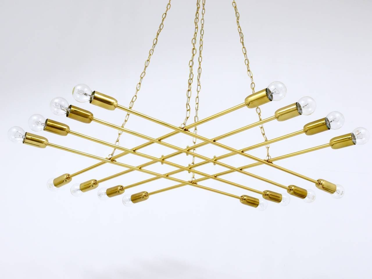 Rupert Nikoll Large Midcentury Brass Chandelier, Austria, 1950s photo for sale