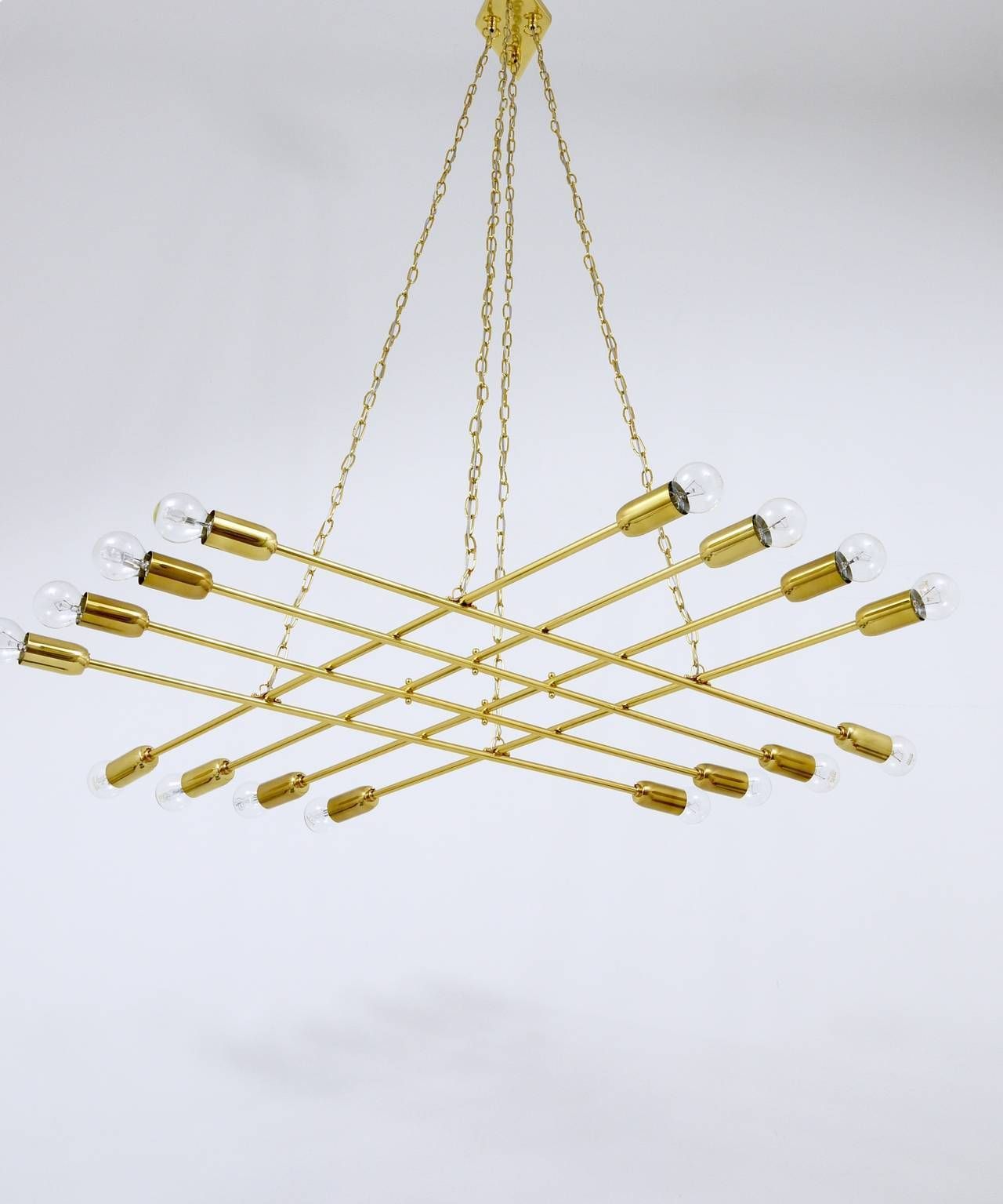 Rupert Nikoll Large Midcentury Brass Chandelier, Austria, 1950s photo buy