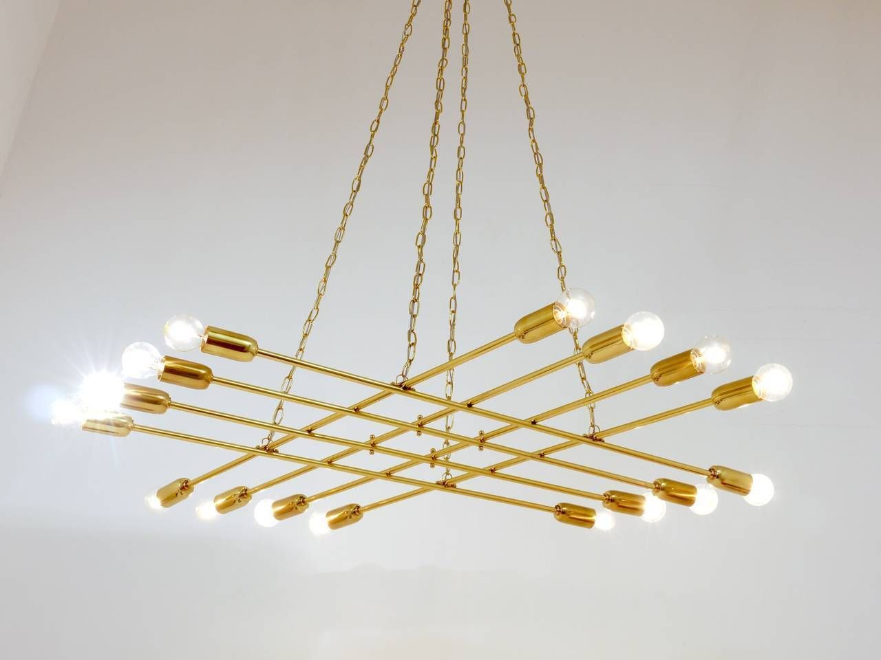 photo for sale Rupert Nikoll Large Midcentury Brass Chandelier, Austria, 1950s