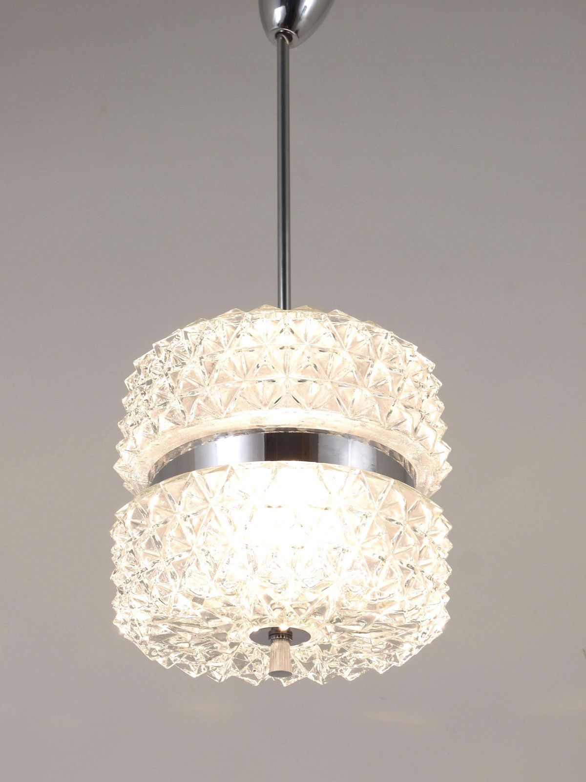 photo furniture Karl Fagerlund Style Chrome And Faceted Glass Pendant Light From The 1960s