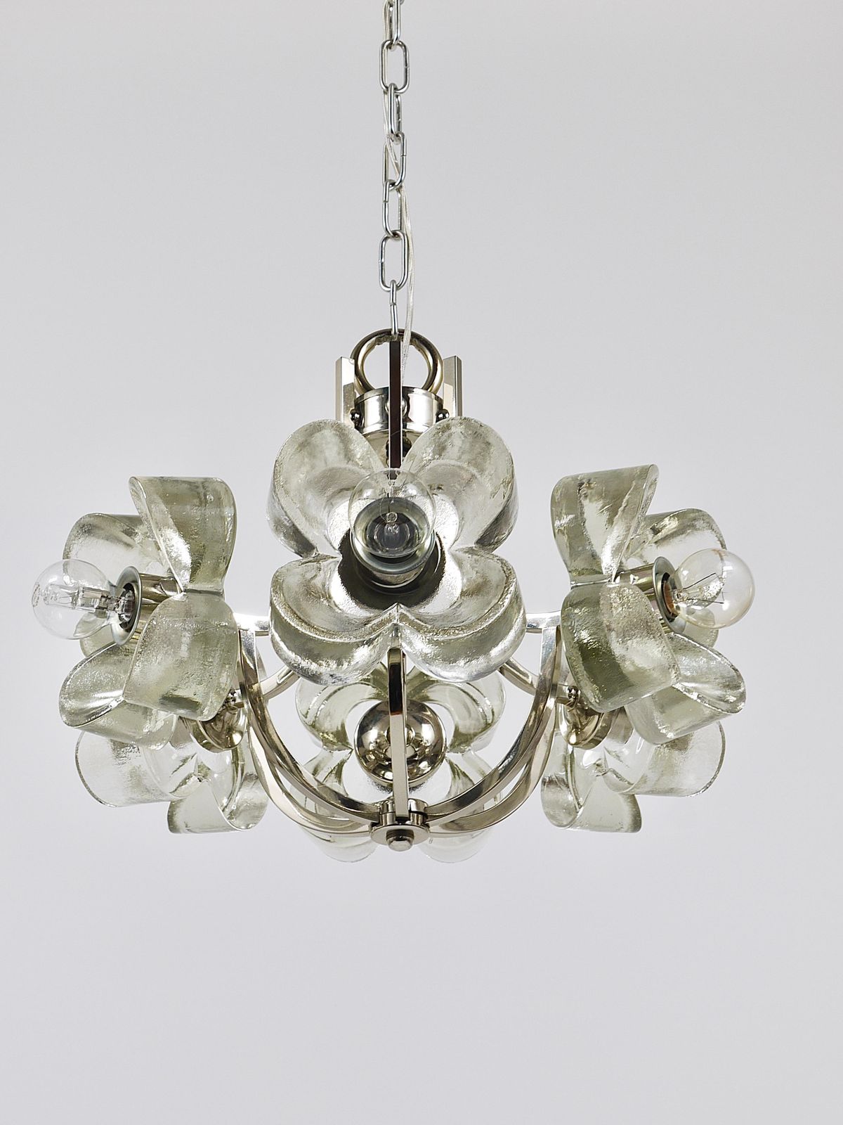 Kalmar Style Crystal Glass Flower Pendant Chandelier By Sische, Germany, 1970s photo Lighting