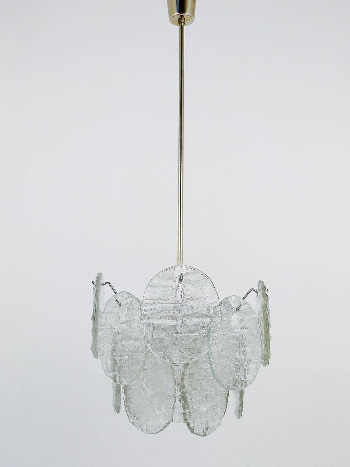 J.T. Kalmar Vienna Ice Glass Disc Mid Century Chandelier, Austria, 1960s photo 1773.0