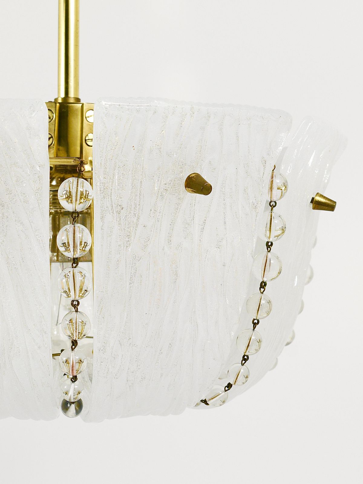 photo buy J.T. Kalmar Petite Curved Basket Chandelier, Brass & Glass, Austria, 1950s