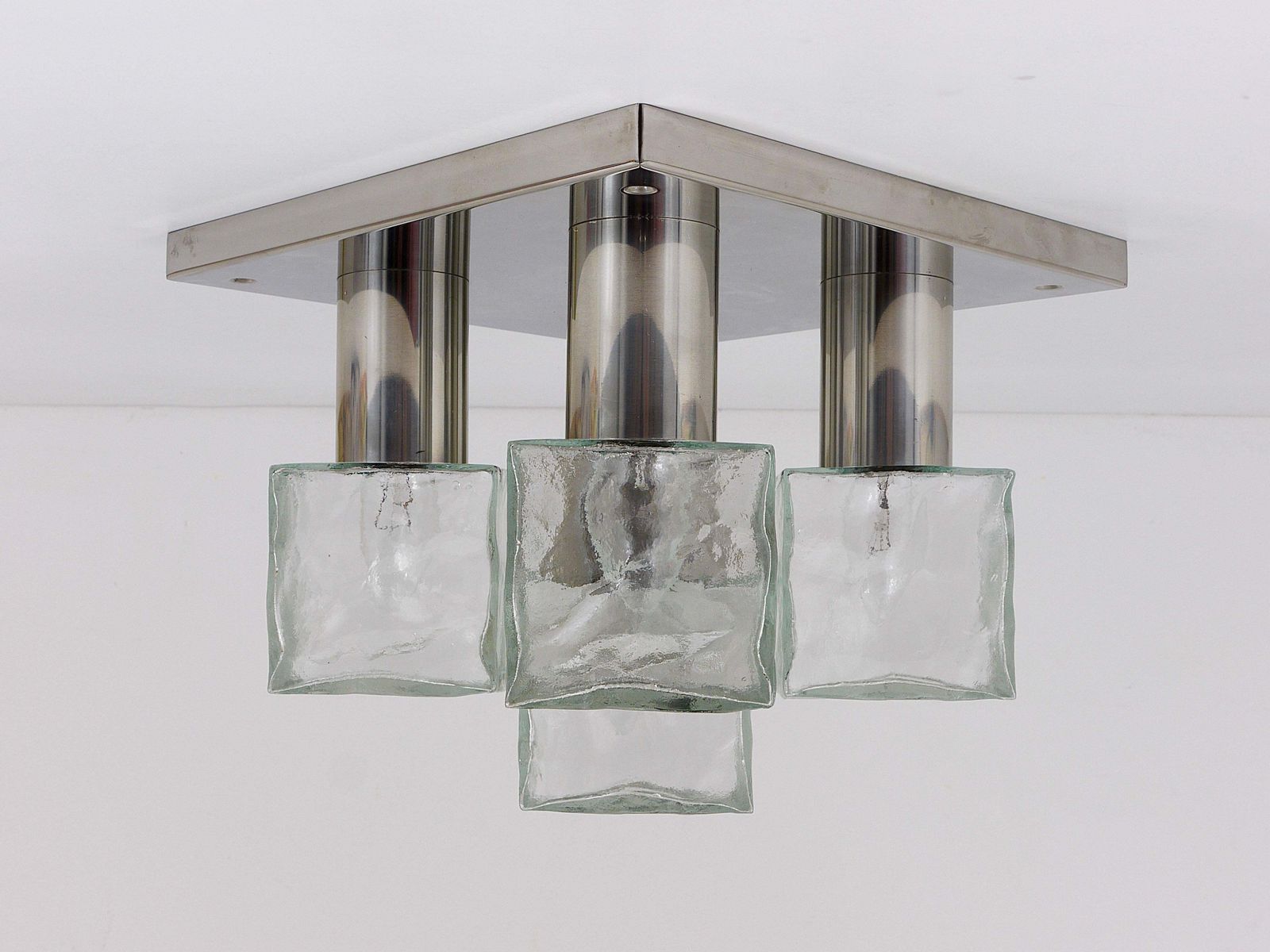 J.T. Kalmar Ice Cube Glass Flush Mount Chandelier Or Sconce, Austria, 1960s photo furniture