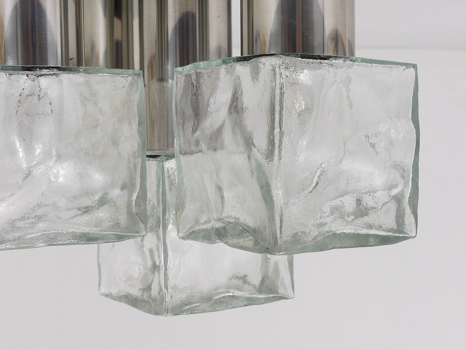 J.T. Kalmar Ice Cube Glass Flush Mount Chandelier Or Sconce, Austria, 1960s photo vintage