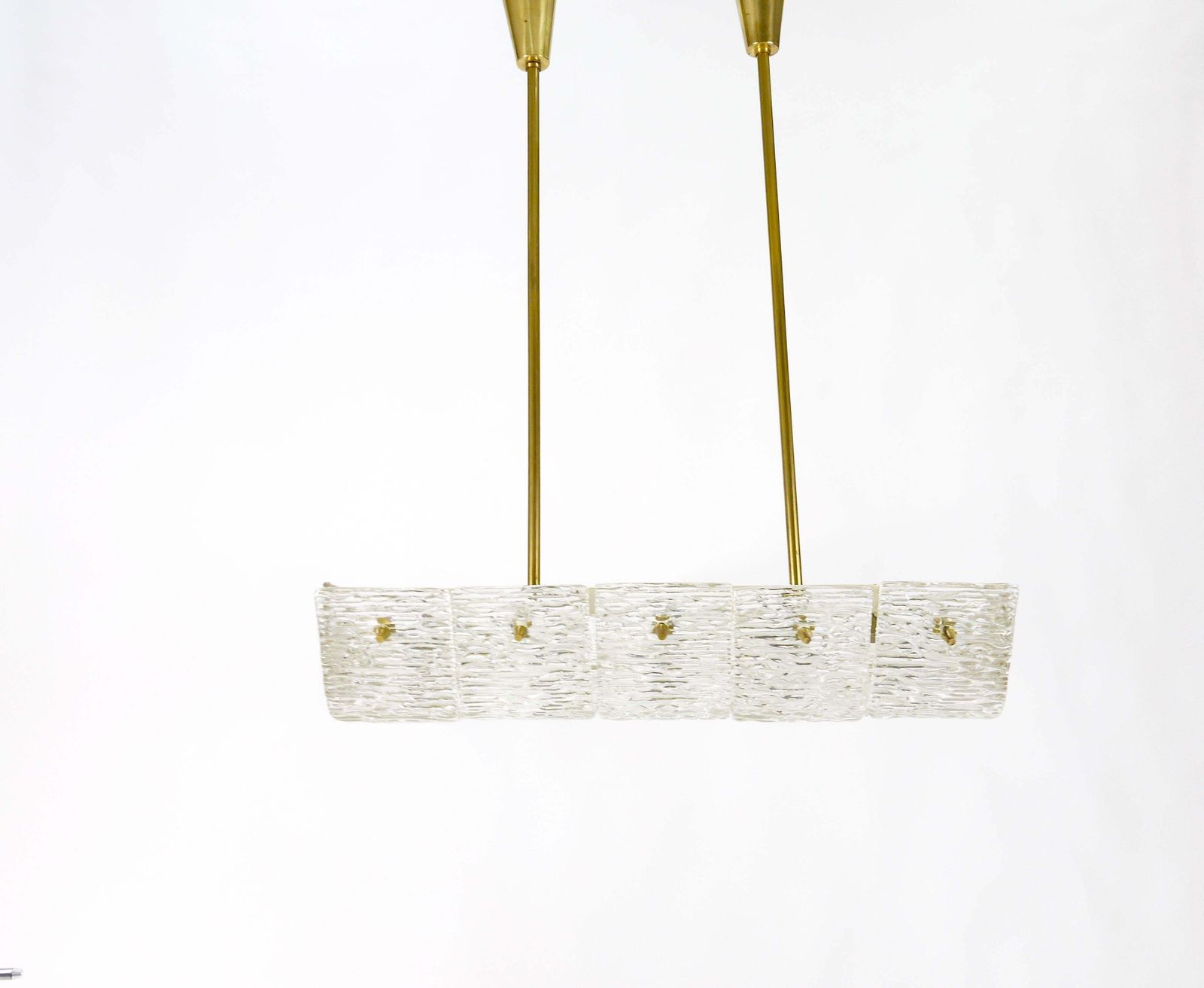 J.T. Kalmar Huge Spare Brass And Textured Glass Chandelier, Austria, 1950s photo Lighting