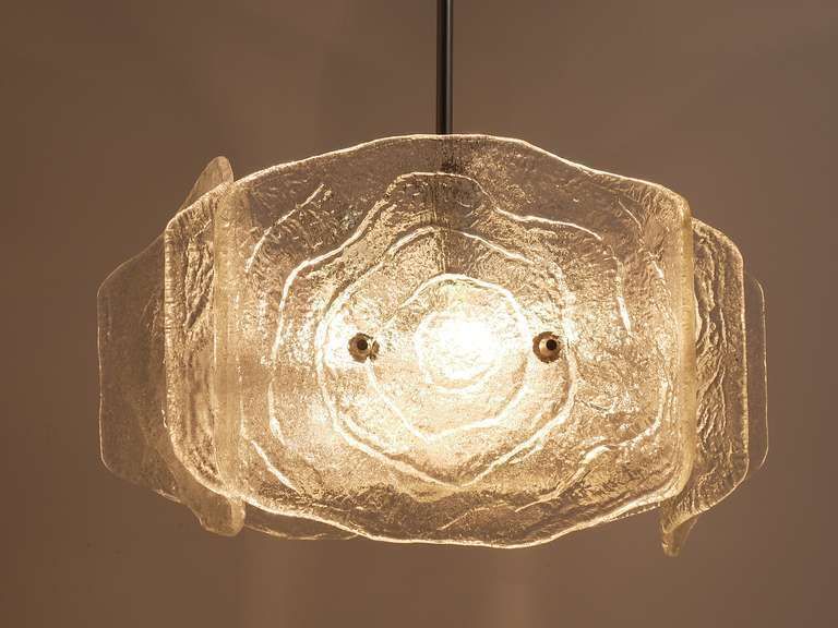 photo for sale J. T. Kalmar Mid Century Frosted Glass Chandelier, Austria, 1960s