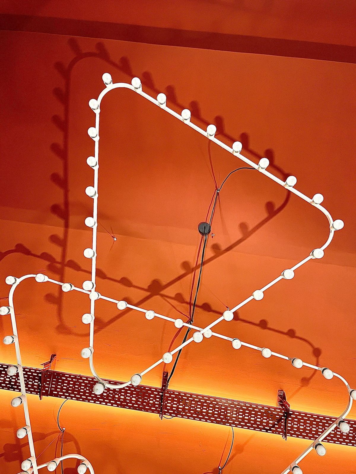 Impressive Large Triangle Light Sculpture Chandelier, Gino Sarfatti Style, 1950s photo vintage