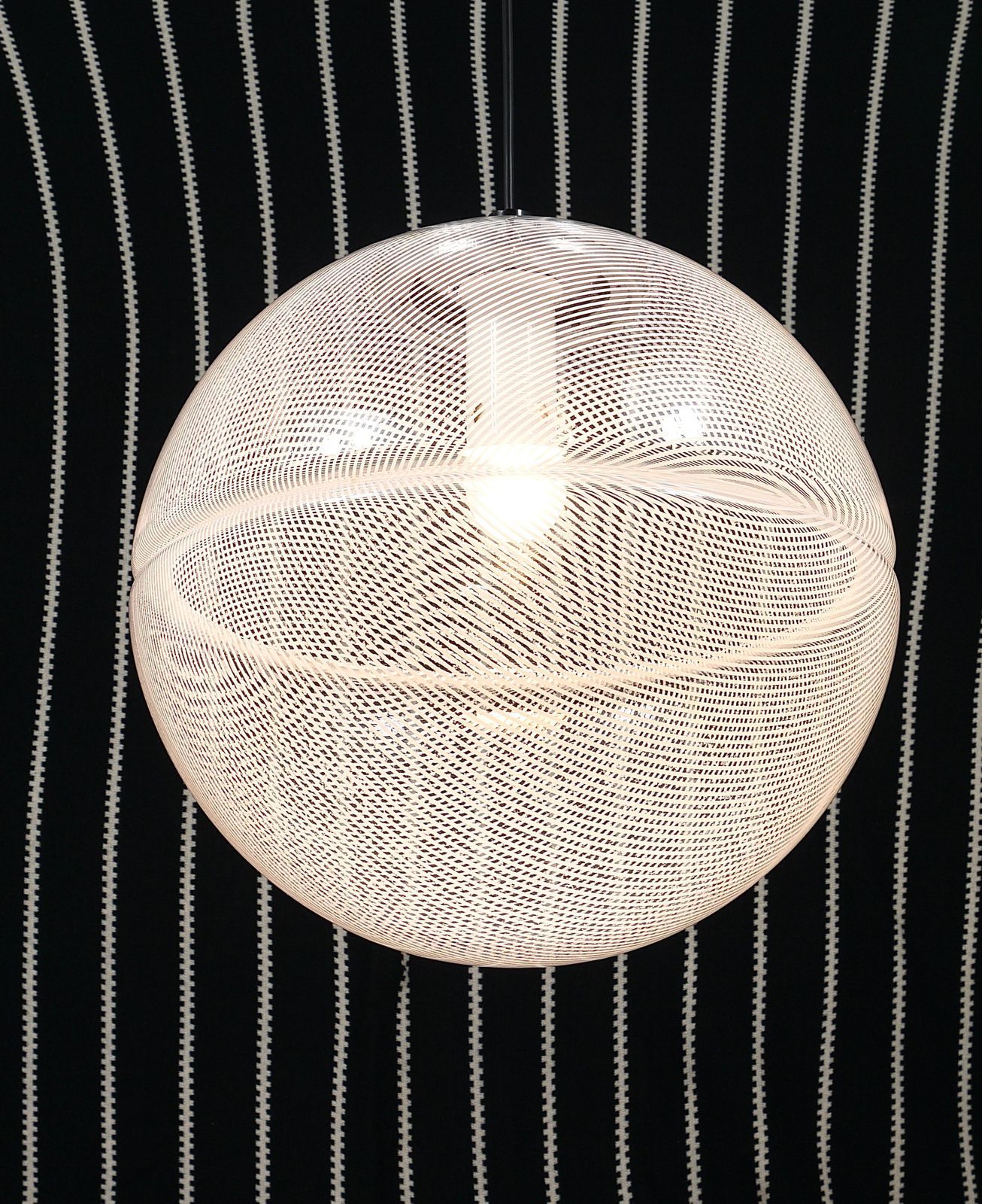 Harvey Guzzini Post Modern Striped Op Art Globe Pendant Lamp By Meblo, 1970s photo buy