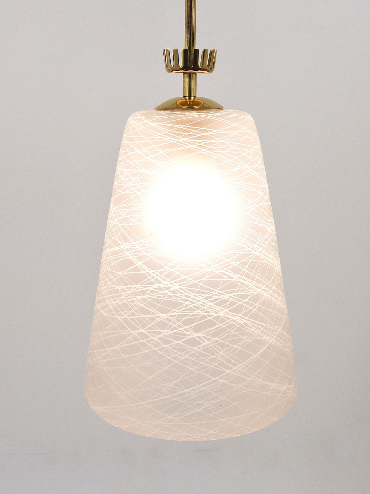 photo furniture Gio Ponti Style Mid Century Brass Crown Pendant Lamp Lantern, Italy, 1950s