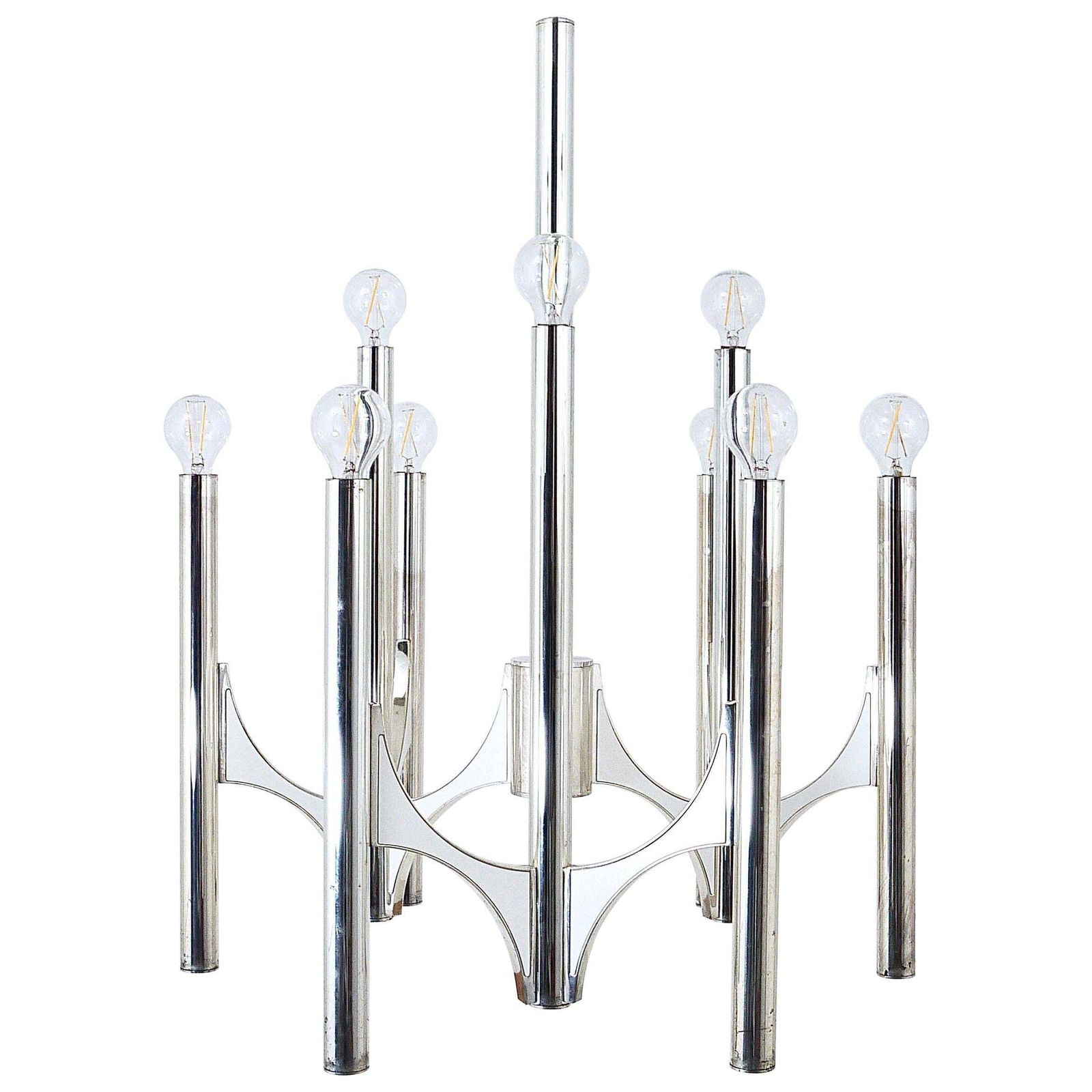 Gaetano Sciolari Sirius Silver Plated Mid Century Chandelier, Lightolier, Italy