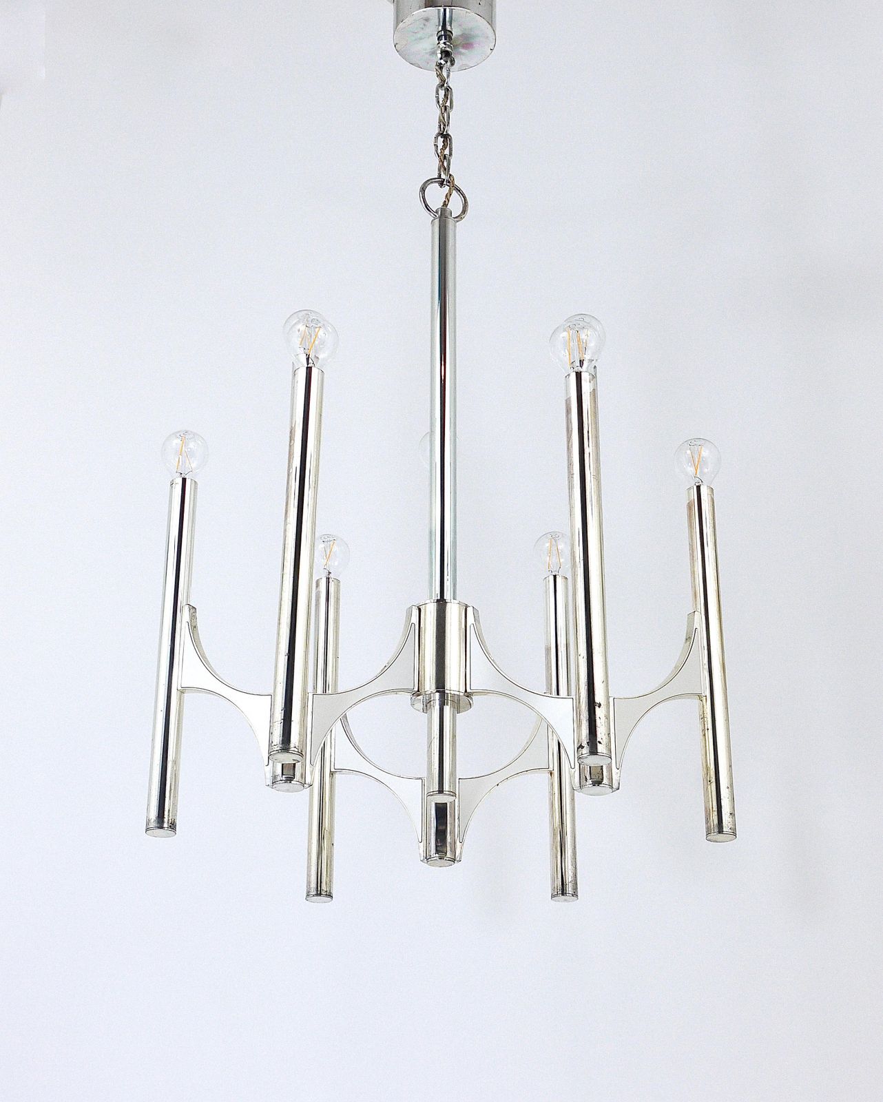 Gaetano Sciolari Sirius Silver Plated Mid Century Chandelier, Lightolier, Italy photo vinterior