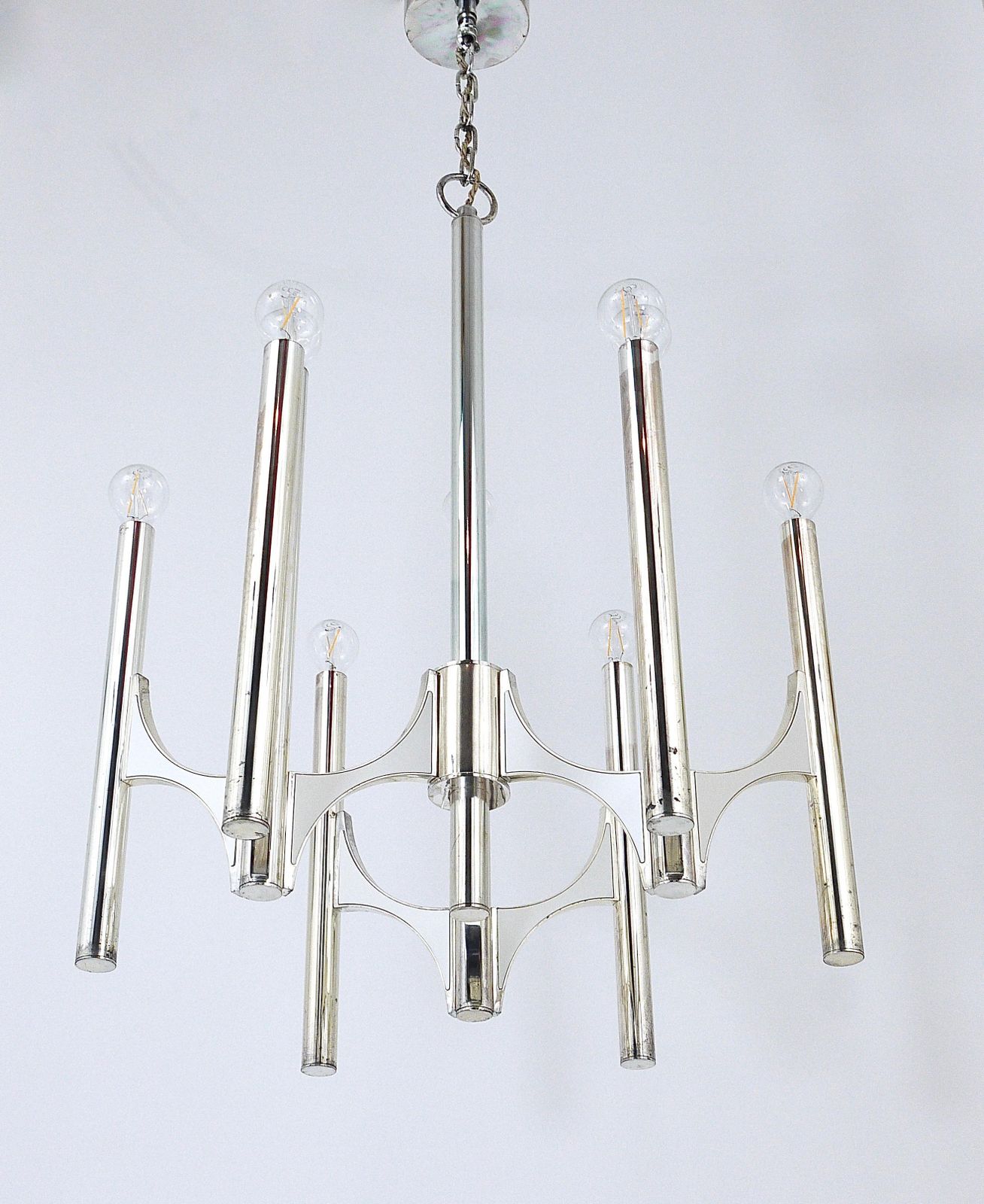 Gaetano Sciolari Sirius Silver Plated Mid Century Chandelier, Lightolier, Italy photo buy