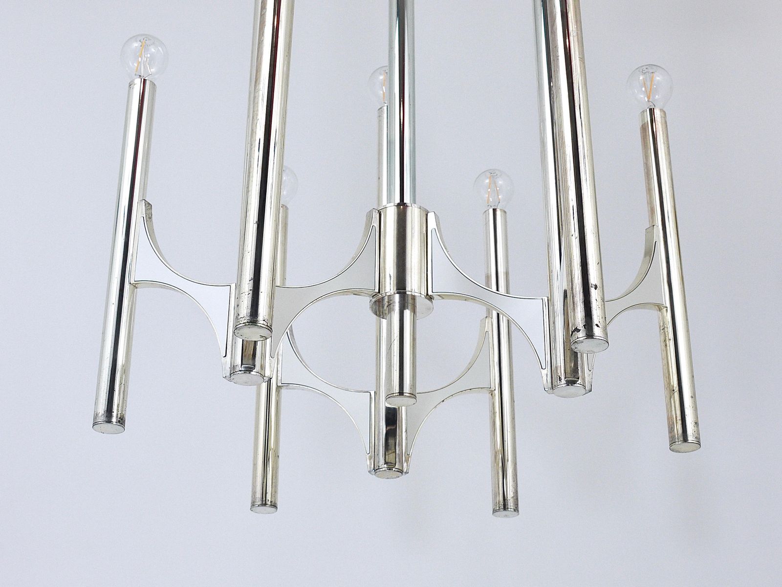 Gaetano Sciolari Sirius Silver Plated Mid Century Chandelier, Lightolier, Italy photo vintage