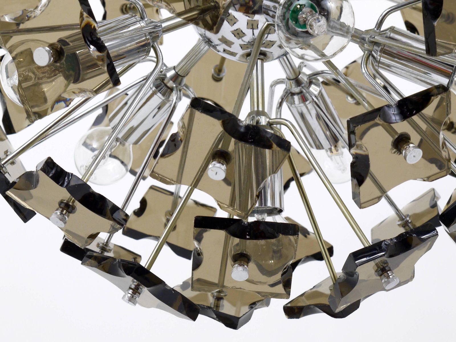 Fontana Arte Sputnik Cut Glass Dandelion Mid Century Chandelier, Italy, 1960s photo vinterior