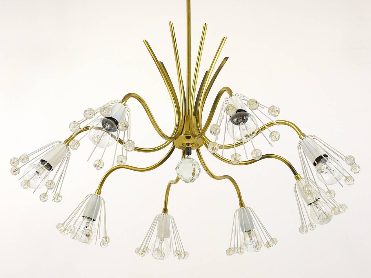 Floral Emil Stejnar Modernist Brass Chandelier, Rupert Nikoll, Austria, 1950s photo furniture