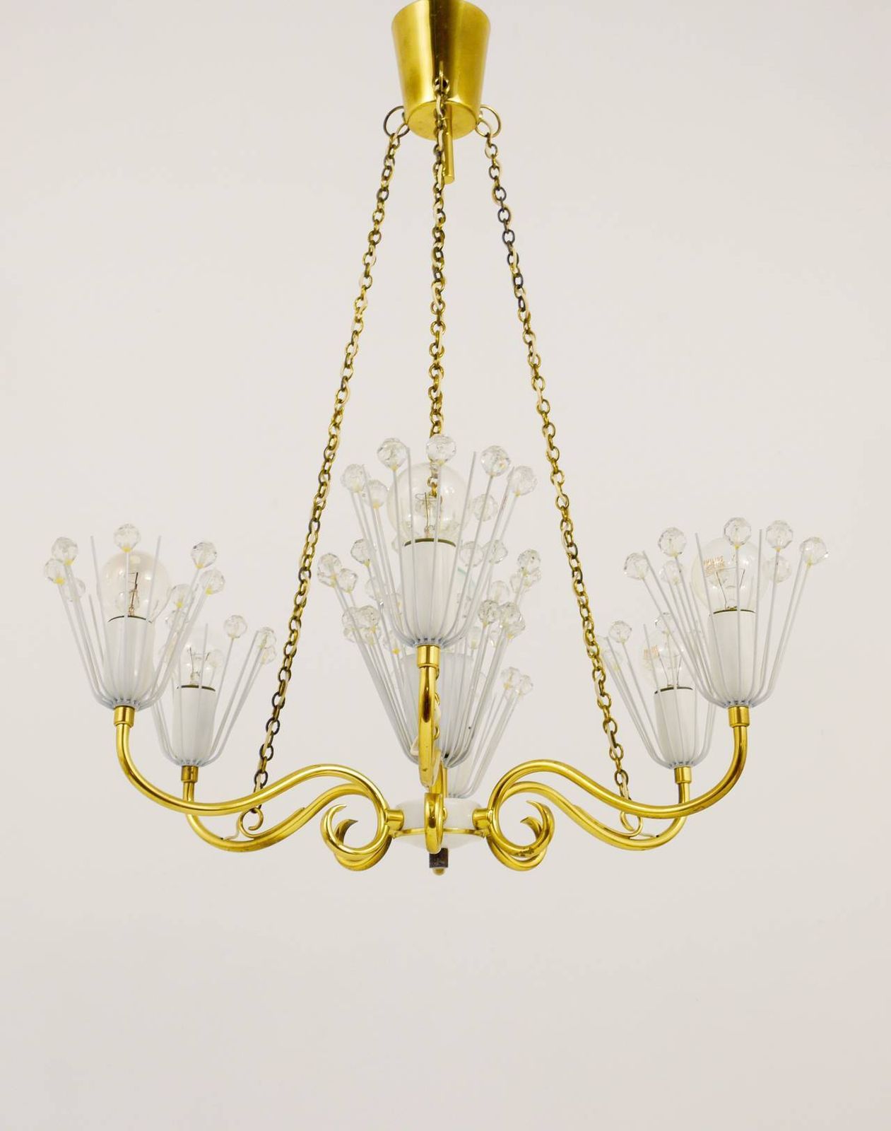 Emil Stejnar Midcentury Brass Chandelier, Rupert Nikoll Vienna, Austria, 1950s photo for sale