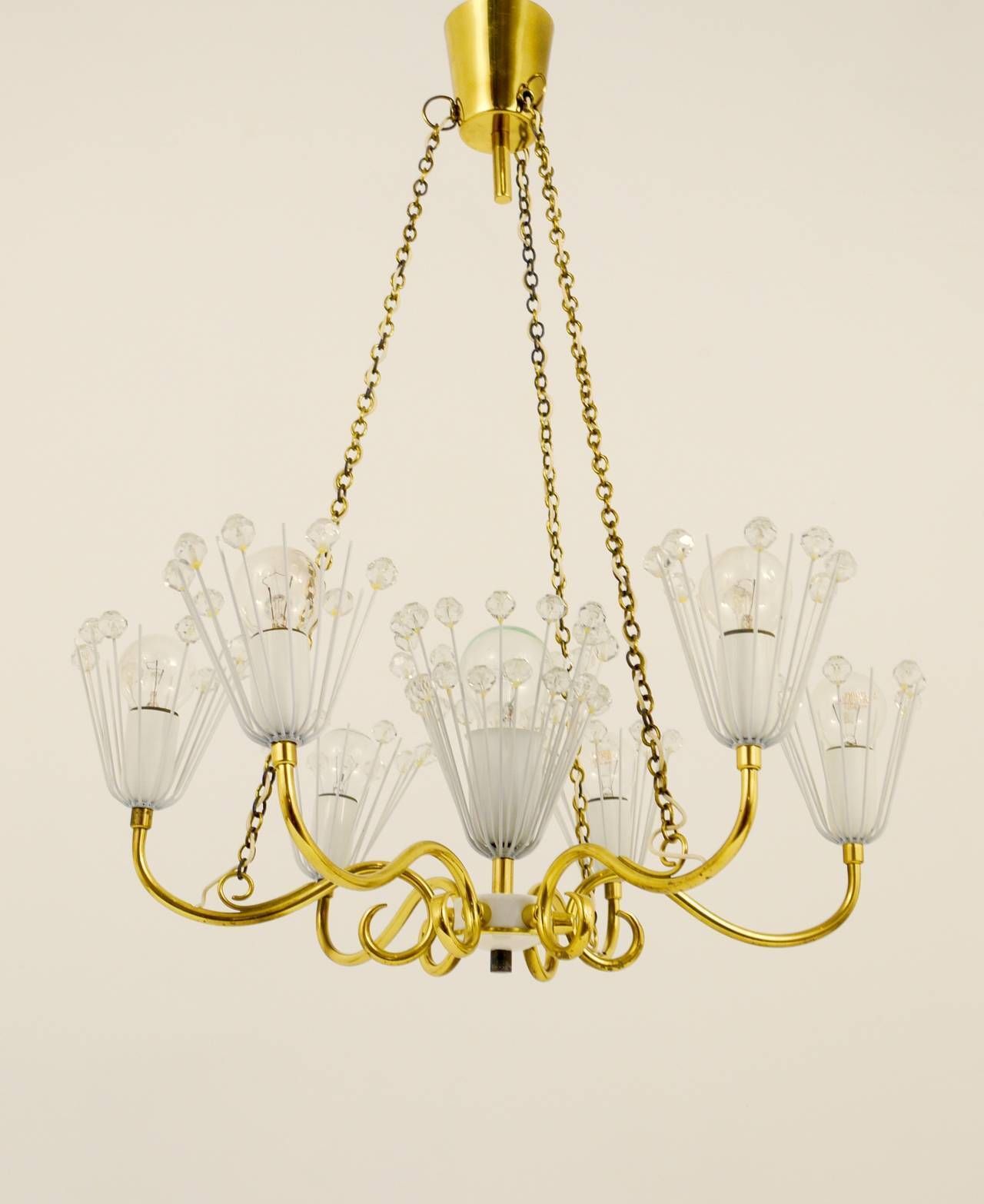 Emil Stejnar Midcentury Brass Chandelier, Rupert Nikoll Vienna, Austria, 1950s photo 2257.0