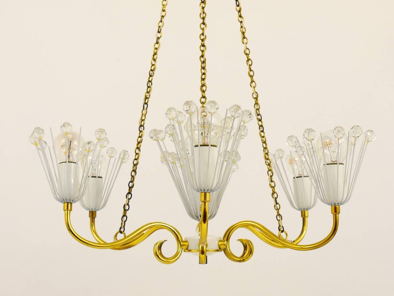 Emil Stejnar Midcentury Brass Chandelier, Rupert Nikoll Vienna, Austria, 1950s photo buy