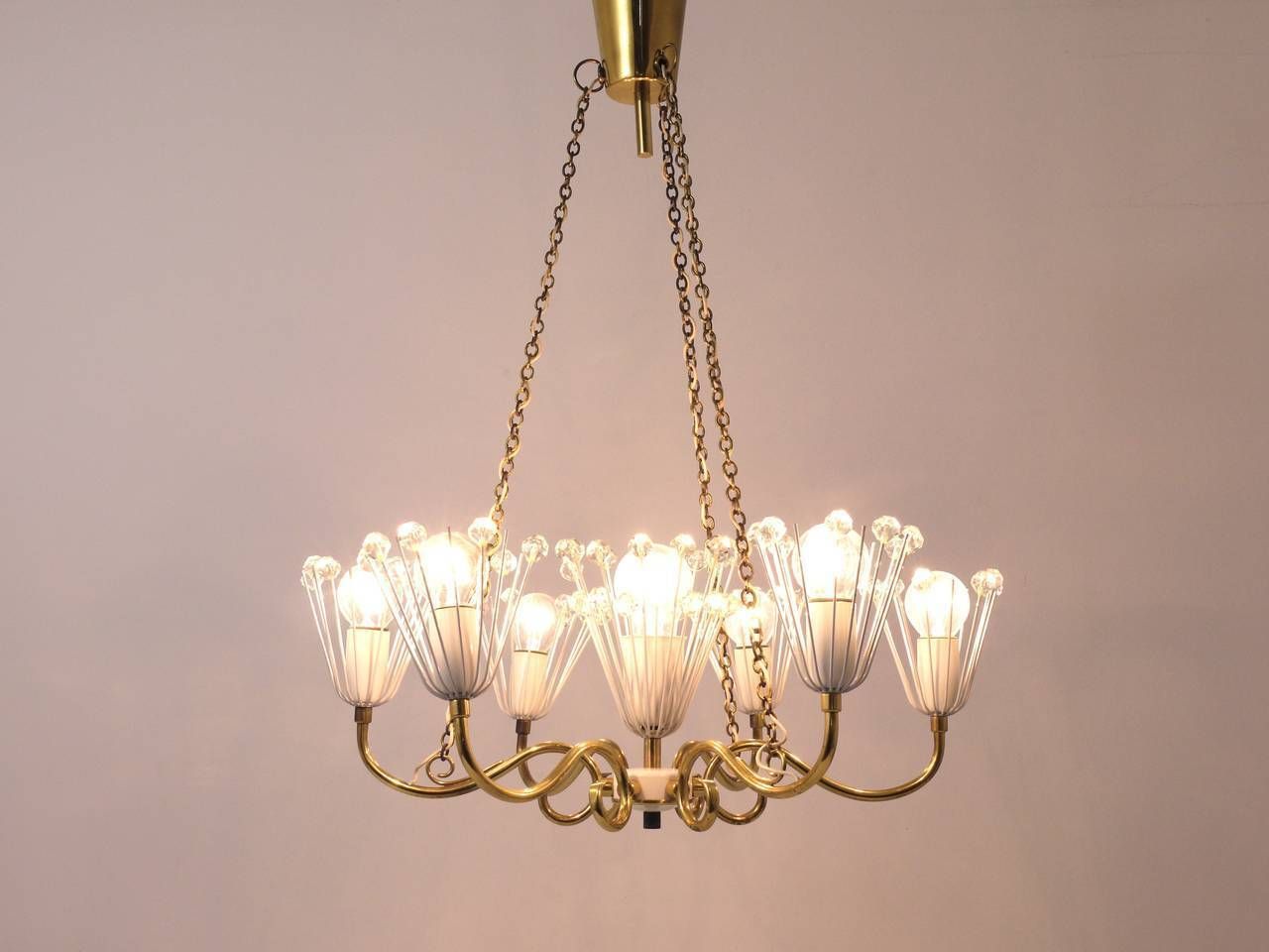 photo for sale Emil Stejnar Midcentury Brass Chandelier, Rupert Nikoll Vienna, Austria, 1950s
