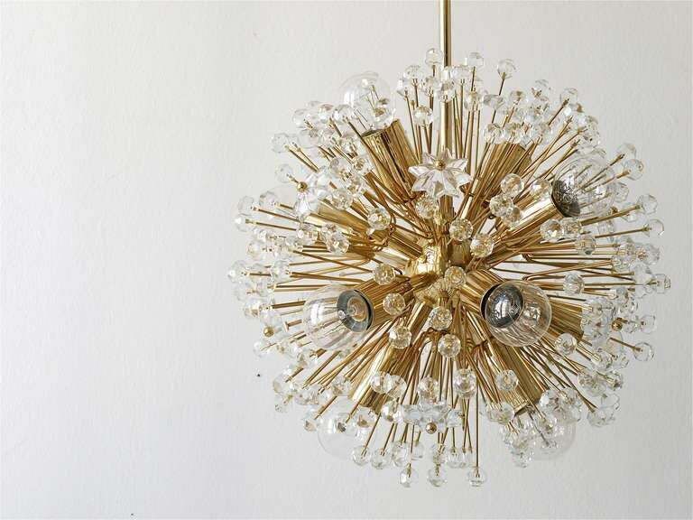 Emil Stejnar Gold Plated Midcentury Dandelion Sputnik Blowball Chandelier, 1970s photo 3144.0