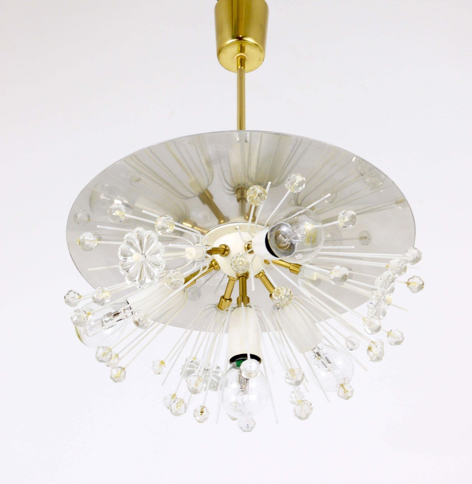 Emil Stejnar Blowball Brass & Crystal Chandelier, Rupert Nikoll, Austria, 1950s photo furniture