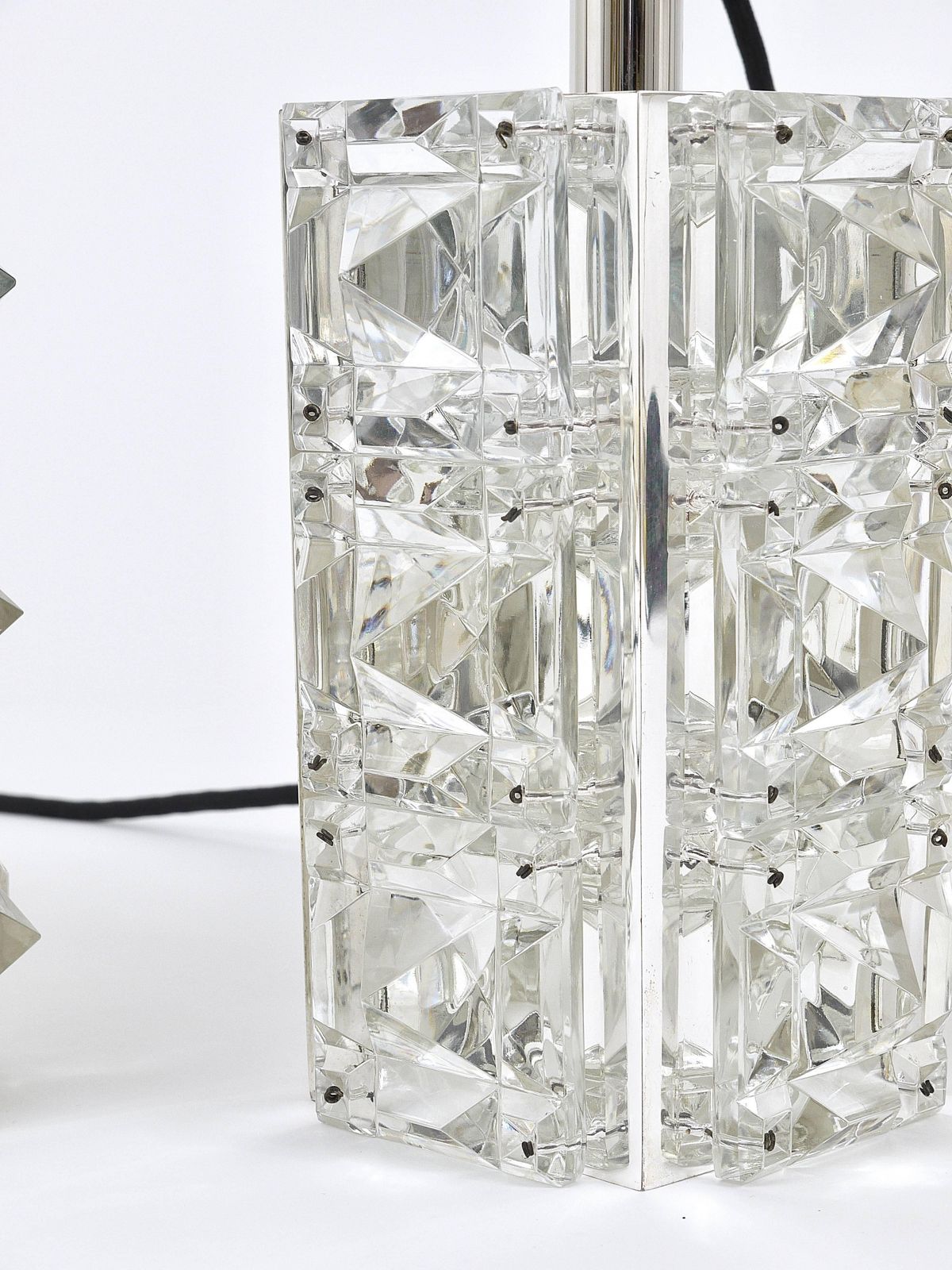 photo furniture Bakalowits Vienna, Up To Three Faceted Crystal Pendant Lamps, Austria, 1960s