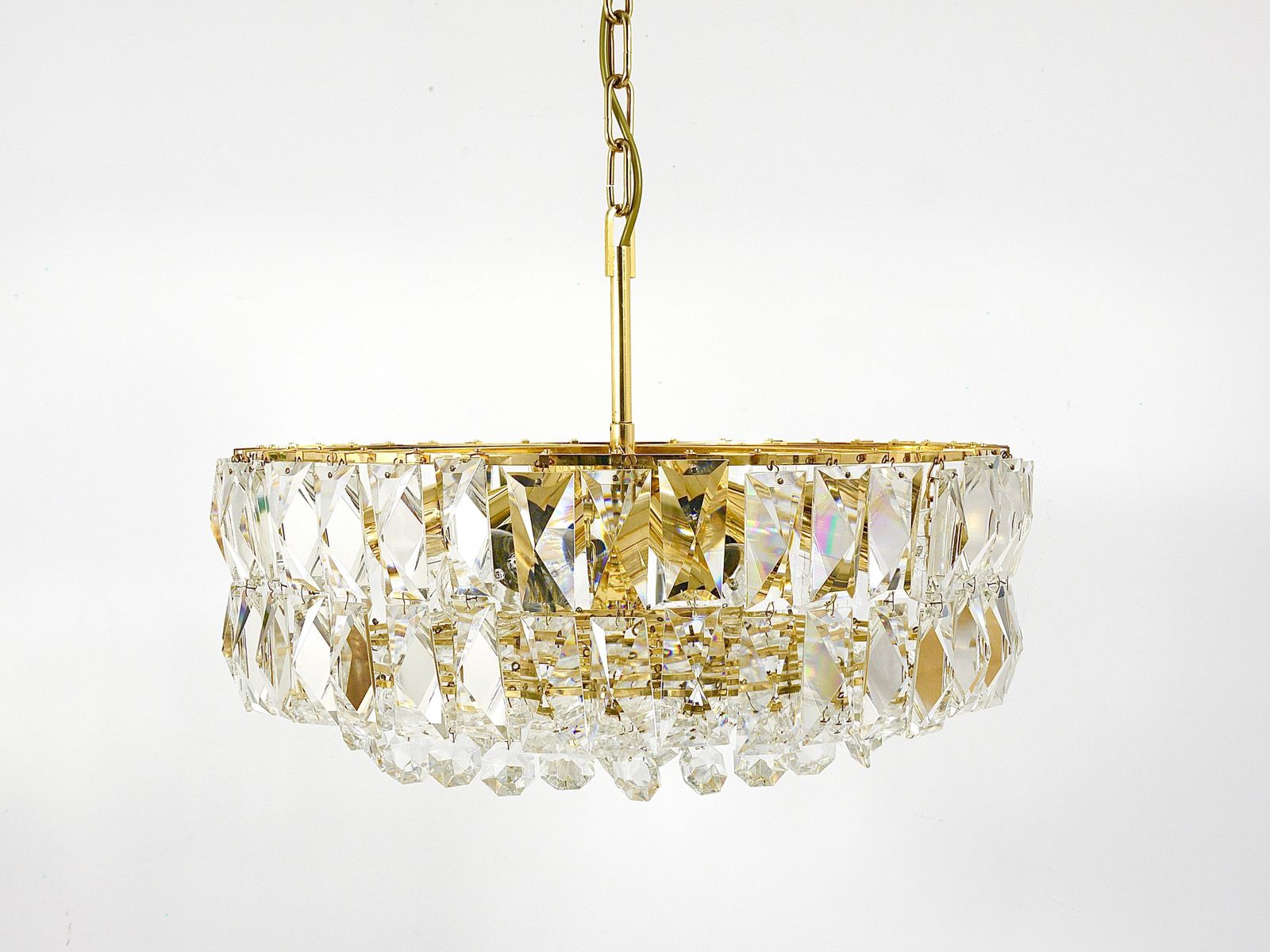 Bakalowits Vienna Large Gilt Brass & Crystal Glass Chandelier, Austria, 1970s photo 3628.0