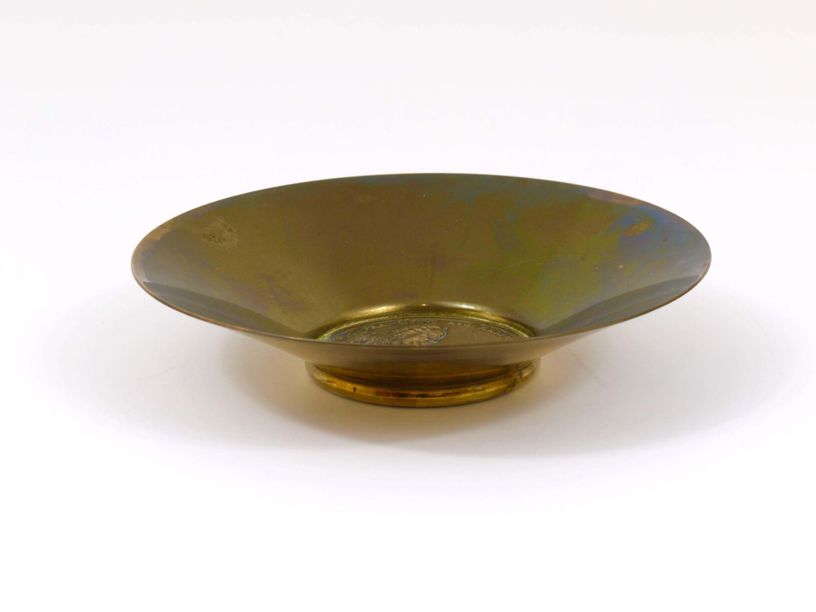 Carl Auböck II Brass Tray, Bowl, Vide Poche, Maria Theresia Coin, Austria, 1950s photo 234.0