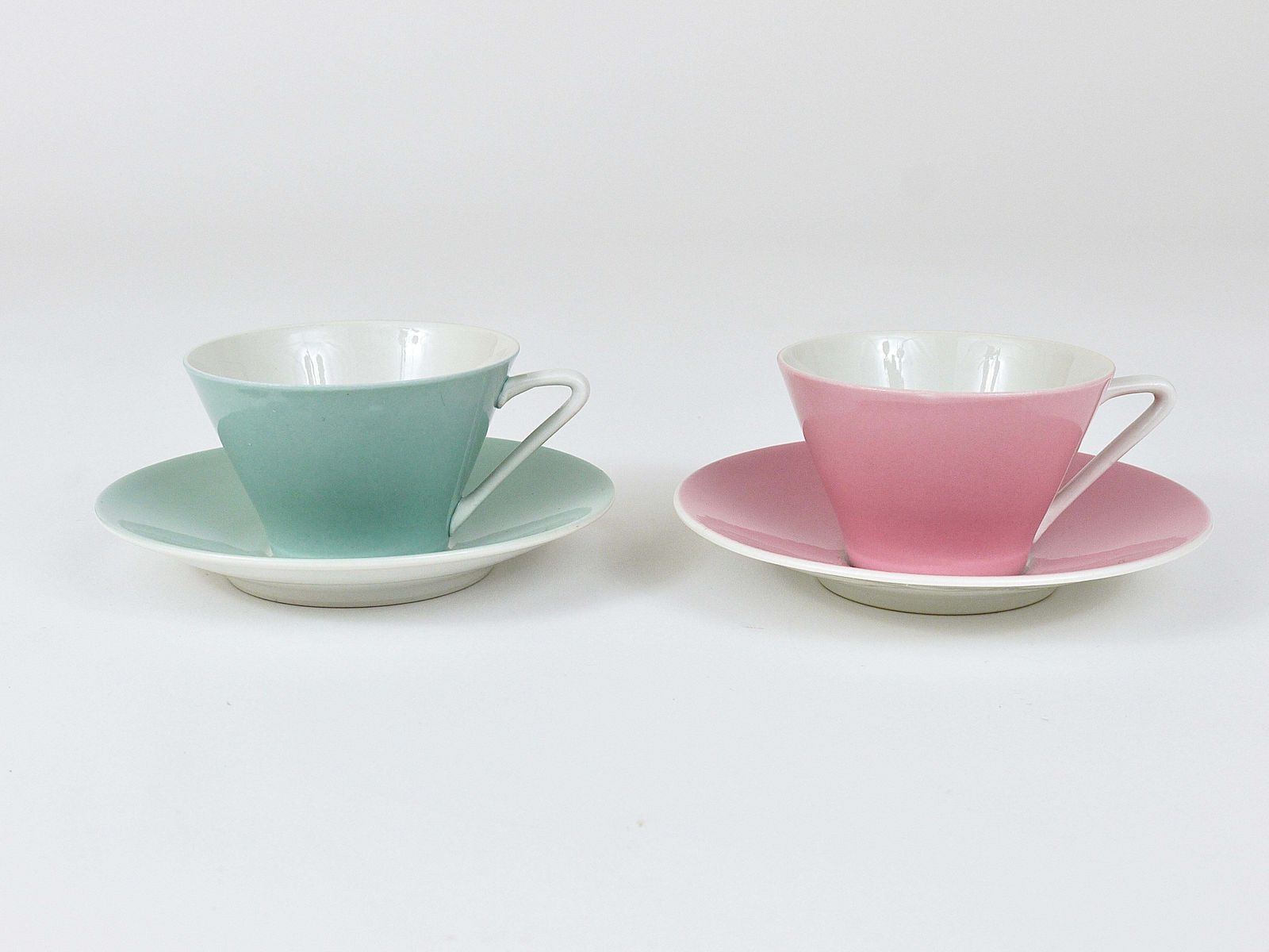 6 Midcentury Pastel Daisy Porcelain Espresso Coffee Cups, Lilien, Austria, 1950s photo buy