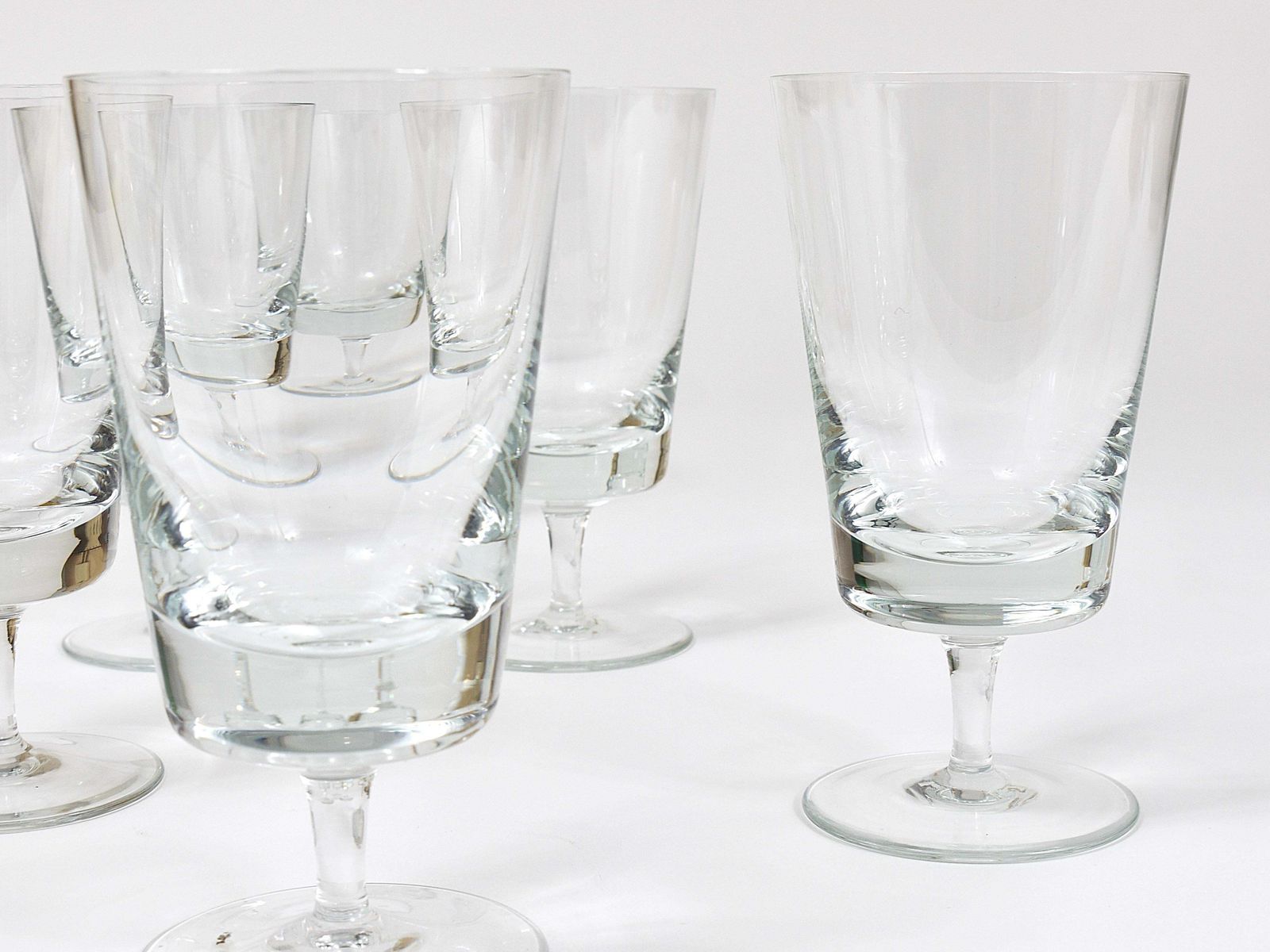 photo furniture Oswald Haerdtl Set Of Six Mid Century Crystal Wine Glasses, Austria, 1950s