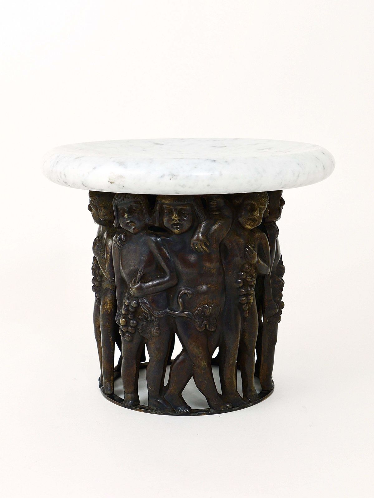 Gustav Gurschner (Attr.) Art Nouveau Bacchus Putto Centerpiece Bronze Marble photo buy