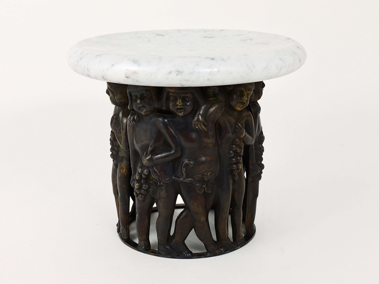 Gustav Gurschner (Attr.) Art Nouveau Bacchus Putto Centerpiece Bronze Marble photo vintage