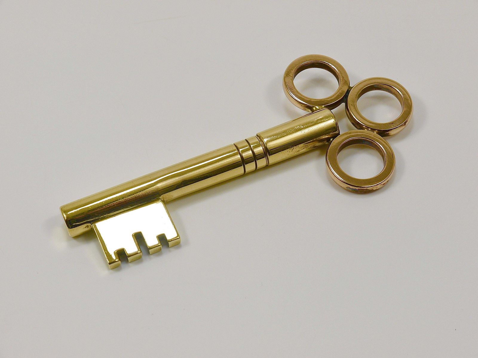 Large Carl Aubock Brass Key Corkscrew Bottle Opener Paperweight, Austria, 1950s photo vintage