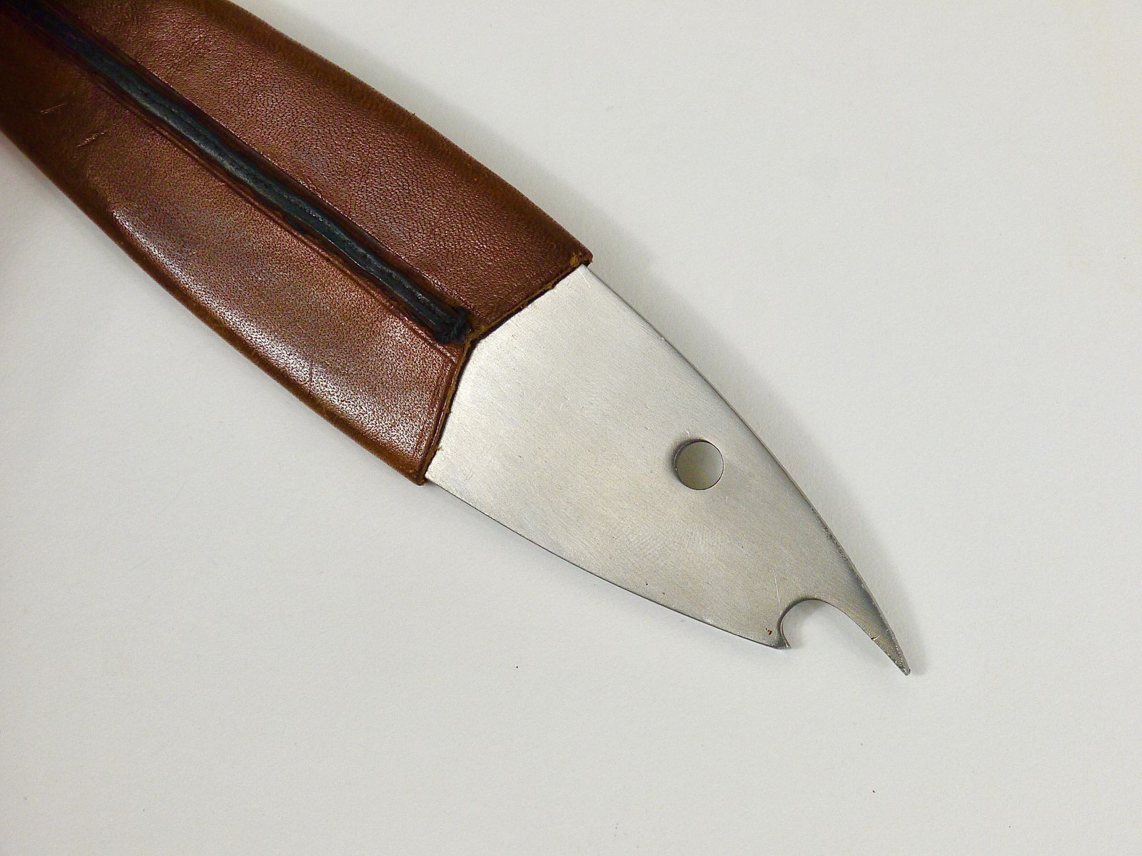 Carl Auböck Neptune Fish Bottle Opener, Leather & Steel By Amboss Austria, 1950s photo vinterior