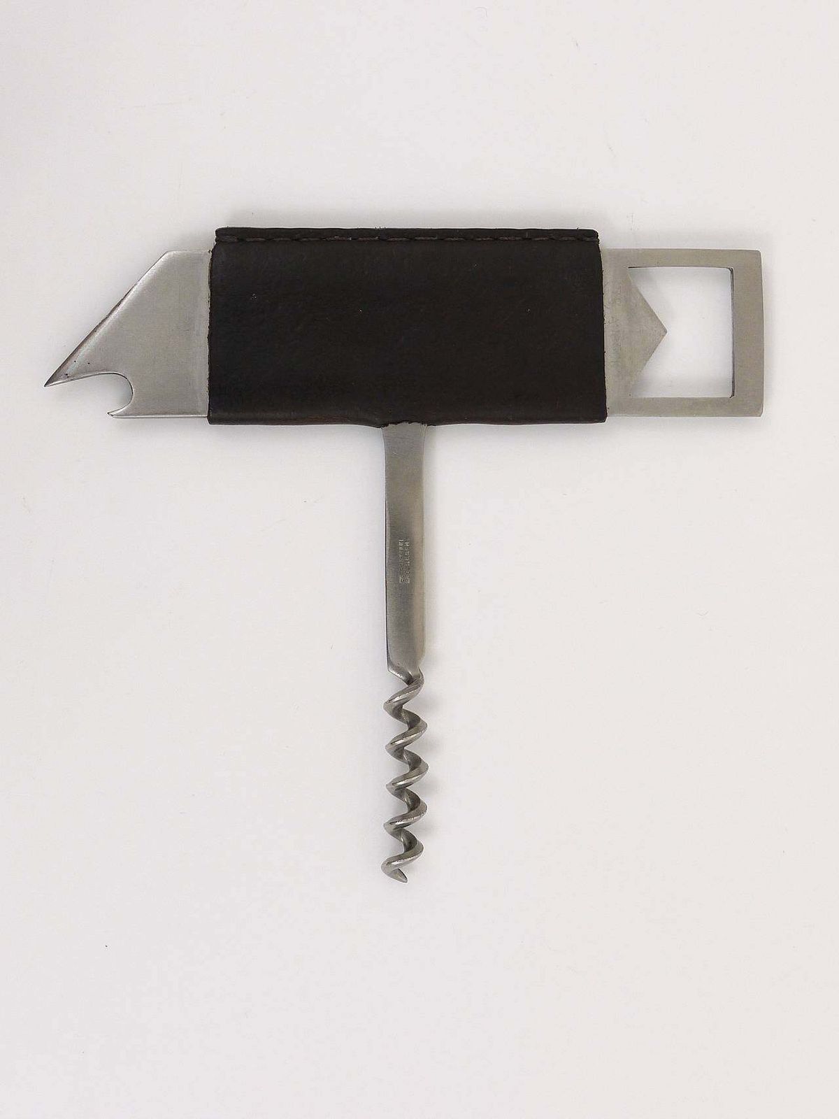 Carl Auböck II Barboy Bottle Opener & Corkscrew, Leather & Steel, Amboss Austria photo Home Decor